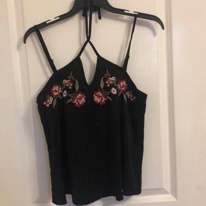 Hollister silky neck-tie camisole with embroidery✨